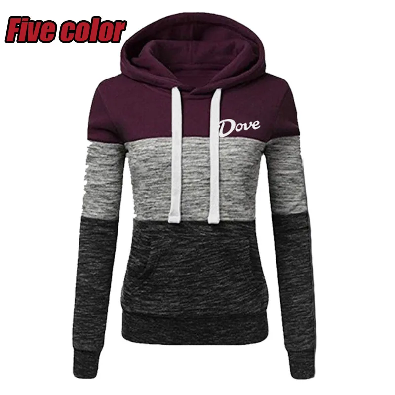 

Fashion Women's Three-Color Stitching Hoodie Printing Women's Hooded Pullover Tops Spring Women's Outdoor Tops Women's Clothing