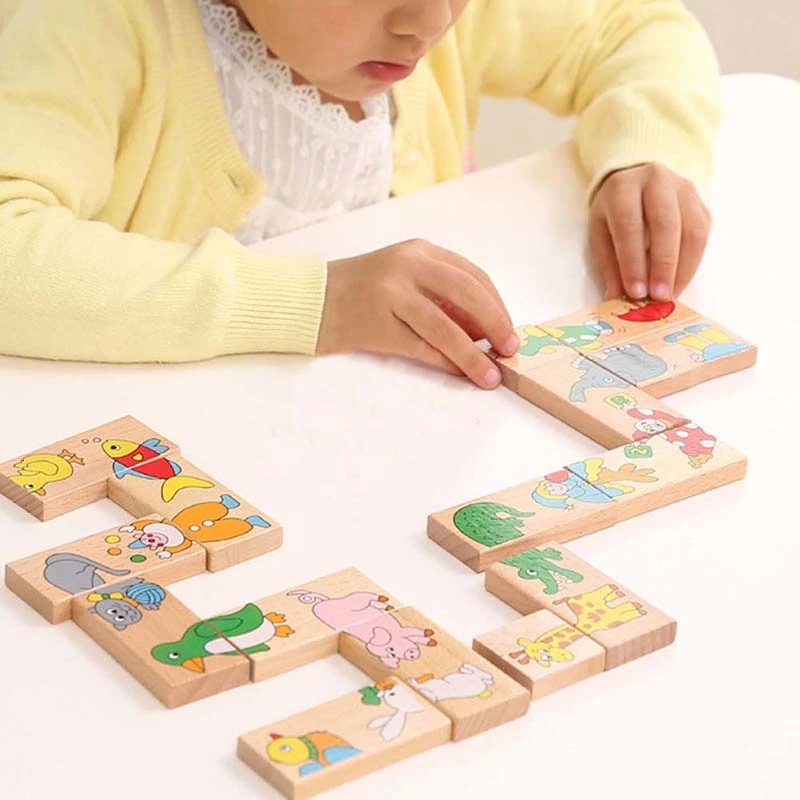15 шт./компл. Детская игрушка с рисунком животных строительная последовательность