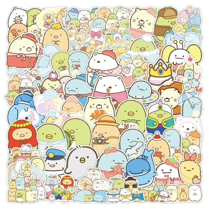 100 шт. аниме кавайные наклейки Sumikkogurashi s Decal PVC для девушек Канцтовары гитара