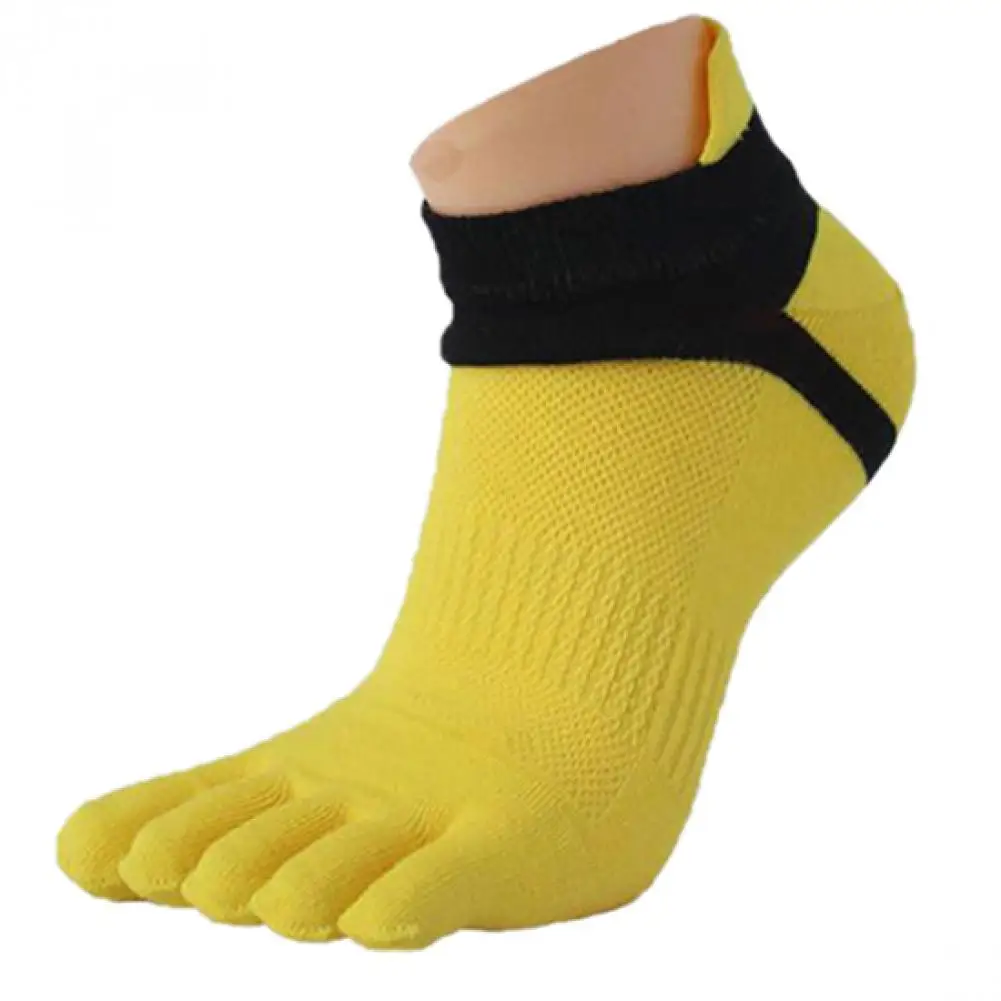 

1 Pair Mens Summer Cotton Toe Socks Striped Contrast Colorful Patchwork Men Five Finger Socks One Size