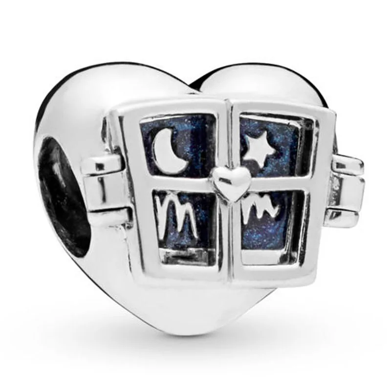 

Real Our Promise Night Sky Window Strawberry Love Heart Leaves Beads 925 Sterling Silver Charm Fit Fashion Bracelet Diy Jewelry