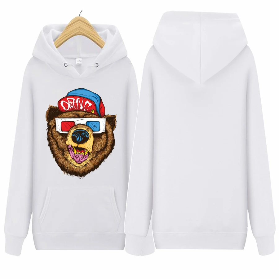

Fashion Hoodies Sweatshirt Polyester Long Sleeve Korean Funny Bear Printing Men/Women Hooded Hoodie Oversize