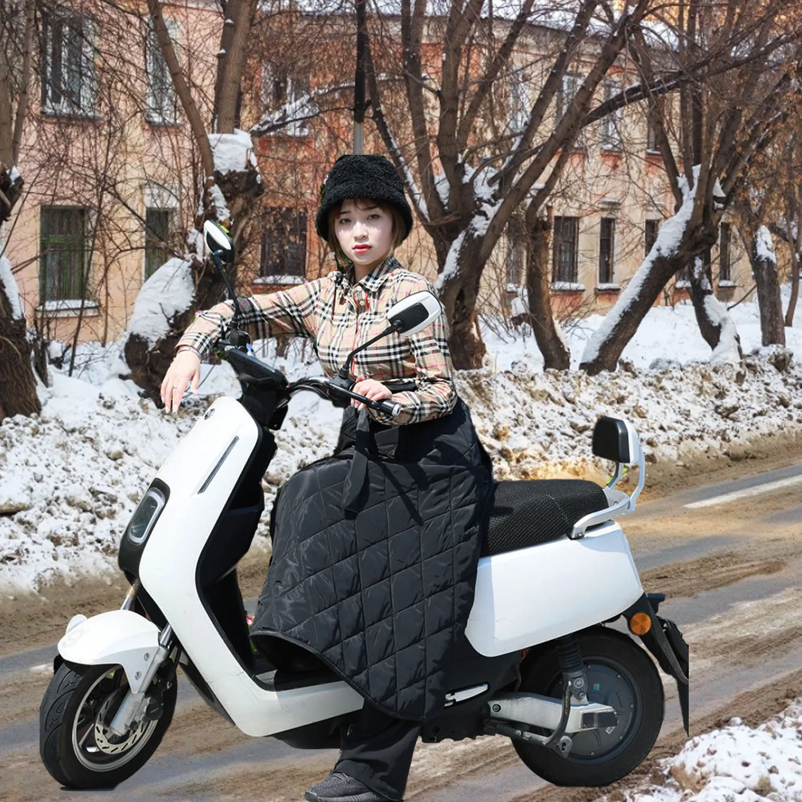 

Scooter Leg Cover Knee Blanket Motorbike Windbreak Quilt Leg Lap Apron Cover PVC warm cotton black Windbreak Quilt Apron Cover