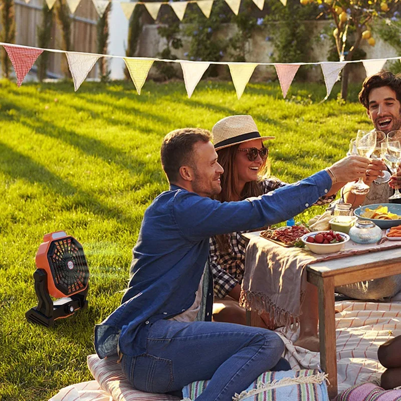 

Portable Camping Fan with LED Lights, USB Powered Battery Table Fan for Desk, Tent Fan for Outdoor, Home, Office, Travel