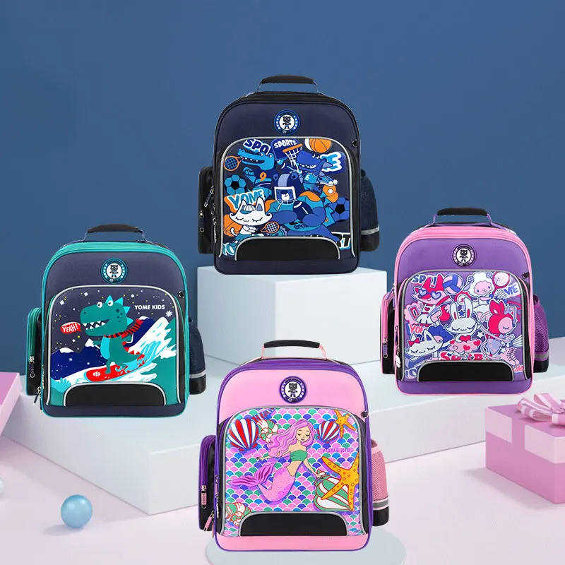 Kids School Bags Cute Cartoon Lion Mermaid Printed Children School Backpack Orthopedic Satchel for Boys Girls Mochila Infantil