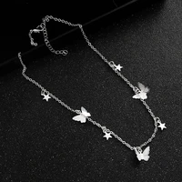 simple temperament butterfly pendant star necklace jewelry accessories 2021