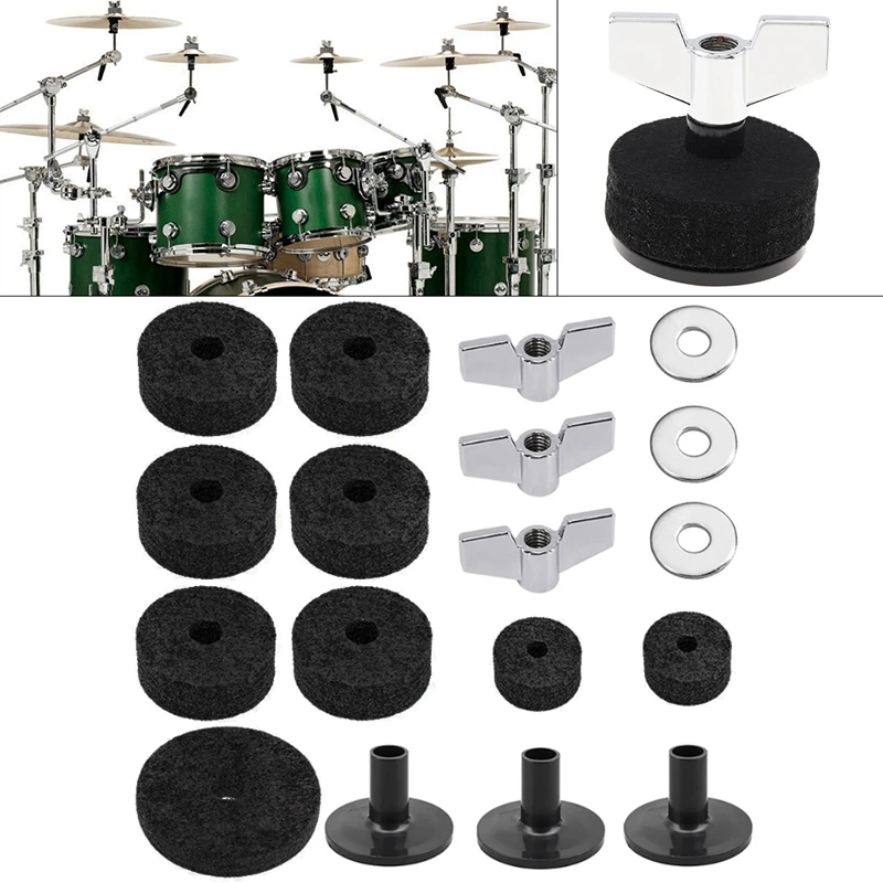 18 шт./лот Jazz Drum Cymbal войлочные прокладки Запасные части комплекты с гильзами &