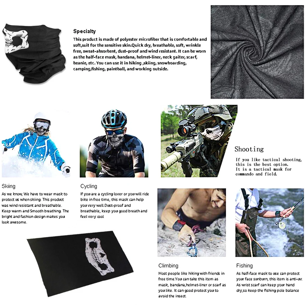 FENRIR маска для лица мотоциклетный шарф защита Призрак Балаклава с рисунком черепа
