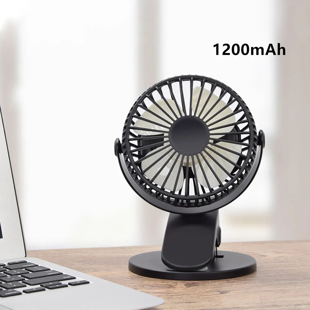 Портативный охлаждающий мини-usb вентилятор 4 скорости 360 градусов все-вокруг вращения перезаряжаемый воздушный вентилятор зарядка через USB Настольный вентилятор с зажимом 4000 мАч - Цвет: G224428A
