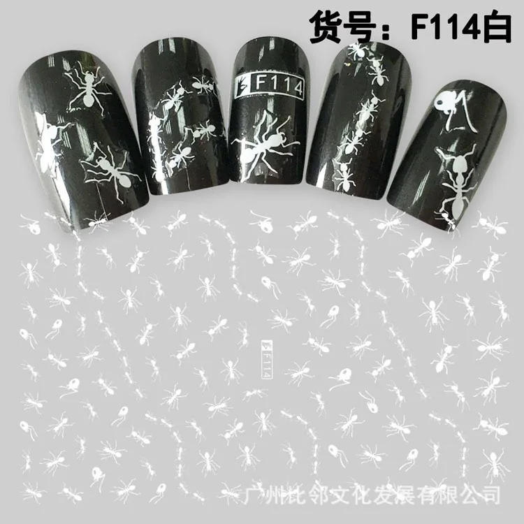 Наклейка для ногтей черно-белая в виде насекомых | Красота и здоровье