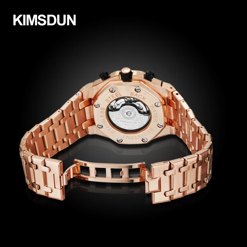 

KIMSDUN Men Top Brand Luxury Automatic Watch Military MultiFunction Luminous Sports Stainless Steel Strap Mechanical Wristwatch