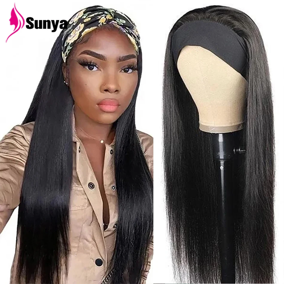 

Straight Headband Wig Brazilian Human Hair Glueless Full Machine Made Wigs Remy Human Hair Scarf Wig For Black Women 8-30 Inch