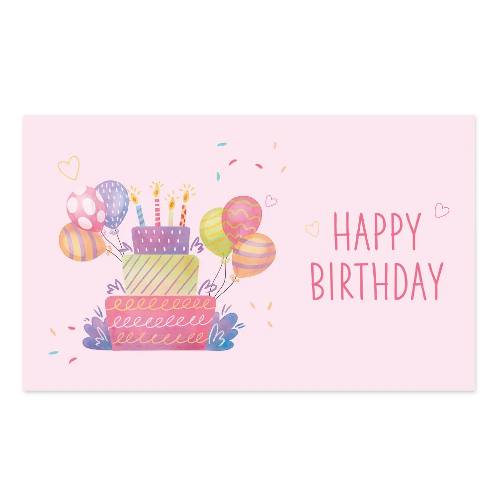 

30pcs Happy Birthday Greeting Card Gift Label Card Pink Children's Birthday Card Invitation Card Thank You Card Customization