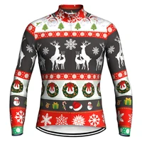 christmas long sleeve cycling jersey shirt jacket riding outdoor mountain mtb bicycle bib breathable sport clothing