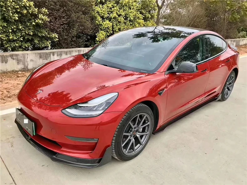 Передний спойлер из углеродного волокна для Tesla Model 3 2019 2020 2021 2022 диффузор бампер