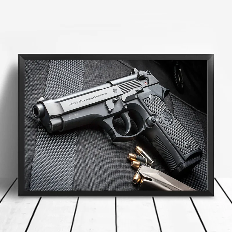 Pistol Decorative Painting Modern Style Canvas Poster Arms Wall Pictures for Living Room Man's Power | Дом и сад