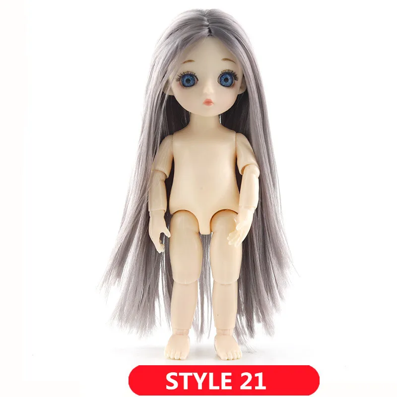STYLE 21 1/12 BJD куклы 13 суставов DIY милые куклы принцессы 16 см 3D глаза ручной работы оригинальные куклы для девочек игрушки для детей подарки на день рождения - Цвет: STYLE 21