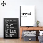 Картина на холсте для путешествий на заказ, постер для вылета самолета и печать на стене черного и белого цвета, картина для домашнего декора