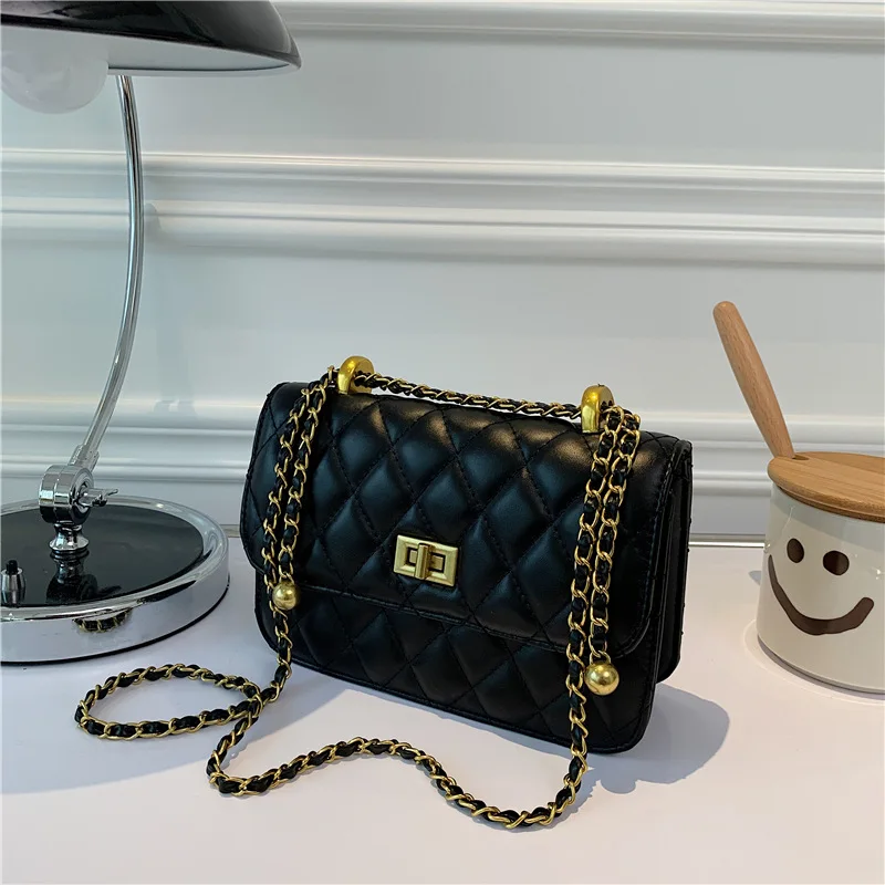 

2021 New Korean Version of Small Square Bag Rhombic Chain High Quality One-shoulder Messenger Female Bag Texture Bag Hand Carry