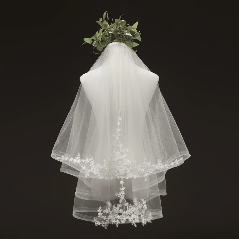 Свадебная фата с гребнем и кружевными краями два слоя | Свадьбы торжества