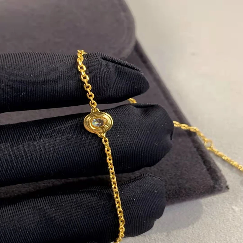 

Elegant fashion single zircon S925 sterling silver bracelet original brand high quality jewelry logo exquisite female gift