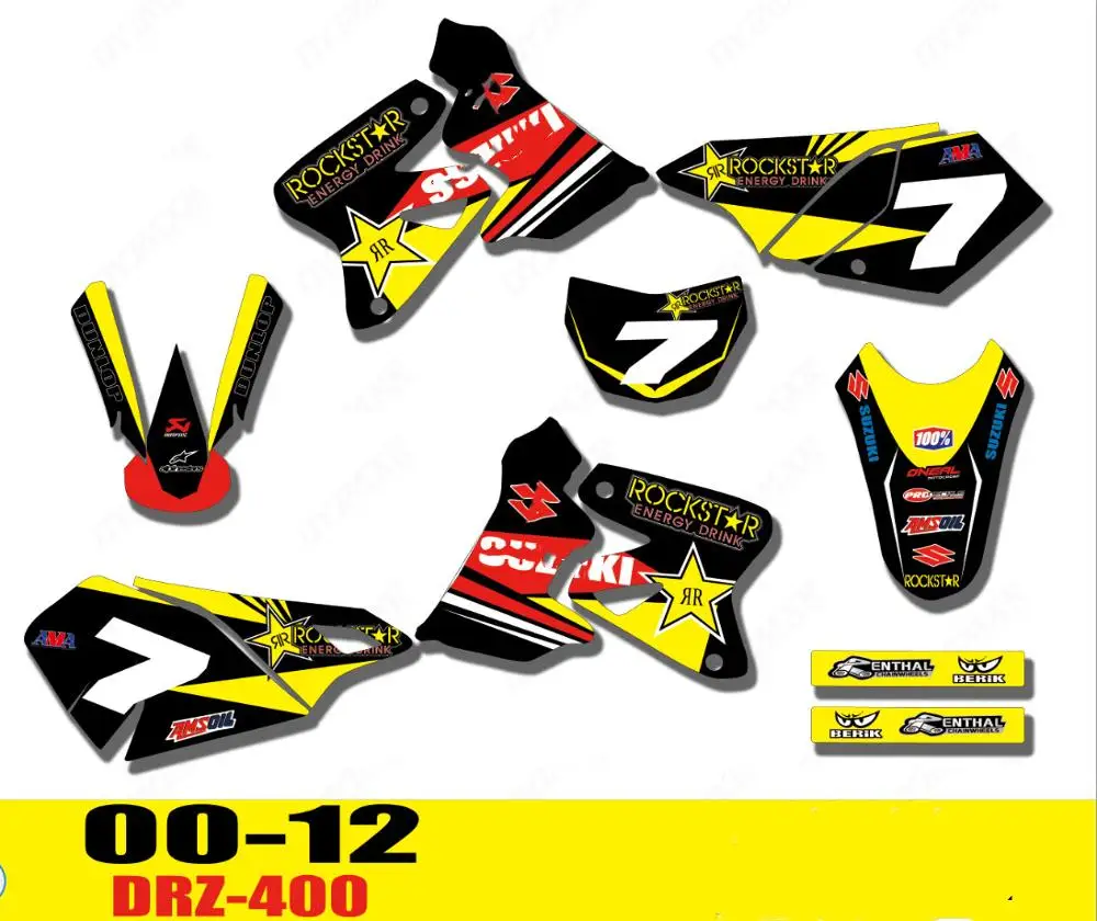 Стиль КОМАНДА ГРАФИКА и фоны наклейки s для Suzuki DRZ400 DR-Z400 DRZ400S DRZ400SM 2000 2001-2012 наклейка мотокросс