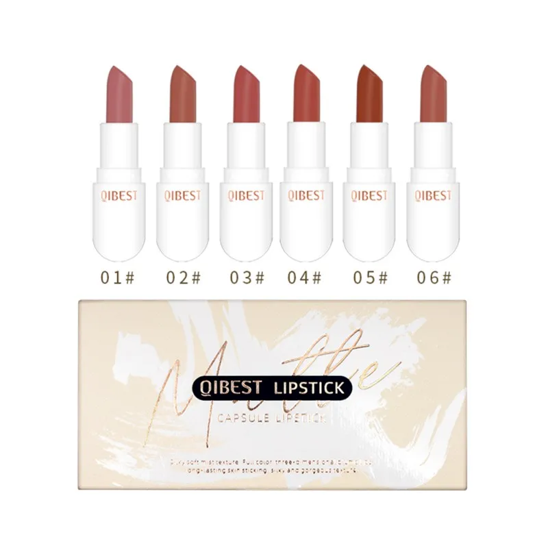 Набор из 3/6 шт. матовых красных помад с мини-капсулами, долговременными и не выцветающими для женщин, создающих бархатный матовый финиш.