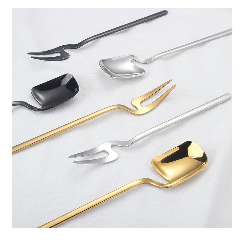 

1PCS Stainless Steel Dinnerware Fruit Fork Coffee Spoon Mordern Style Hanging Type Kitchen Tableware Decor Party Decoration