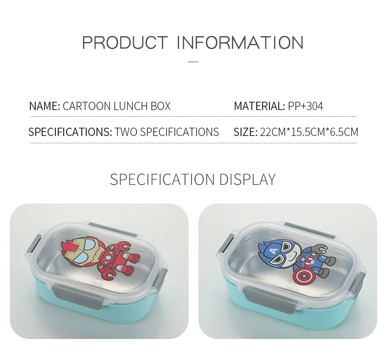WORTHBUY милый мультяшный детский контейнер Bento из нержавеющей стали 304, контейнер для еды, японская микроволновая печь, Ланч-бокс, герметичная коробка для еды
