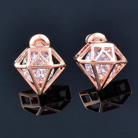 sinleery fashion cubic zirconia stud earrings rose gold silver color fashion earring for women wedding party jewelry zd1 ssc