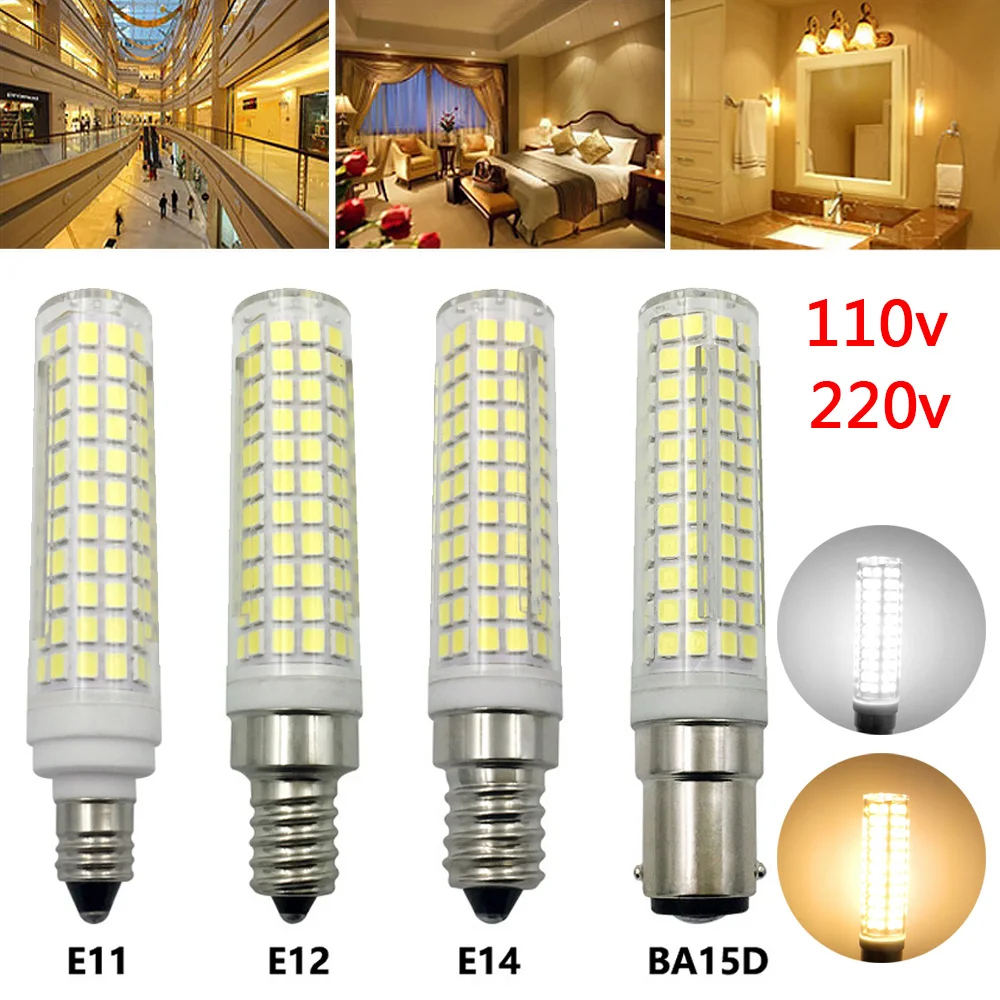 

136 LED Corn Bulbs BA15D E11 E12 E14 AC 110V 220V SMD2835 LED 15W Replacement Halogen Lamps Light for Home Living Room Bedroom