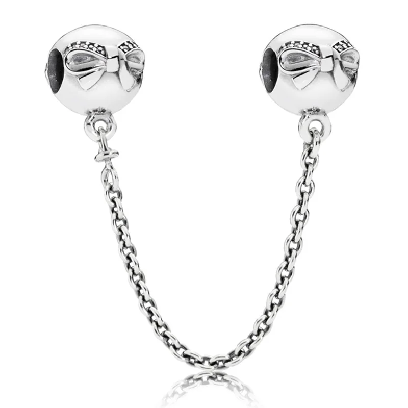 

Оригинальный очаровательный Изящный бант из стерлингового серебра 925 пробы с кристаллами, бусины-цепочки для популярного браслета, ювелирн...