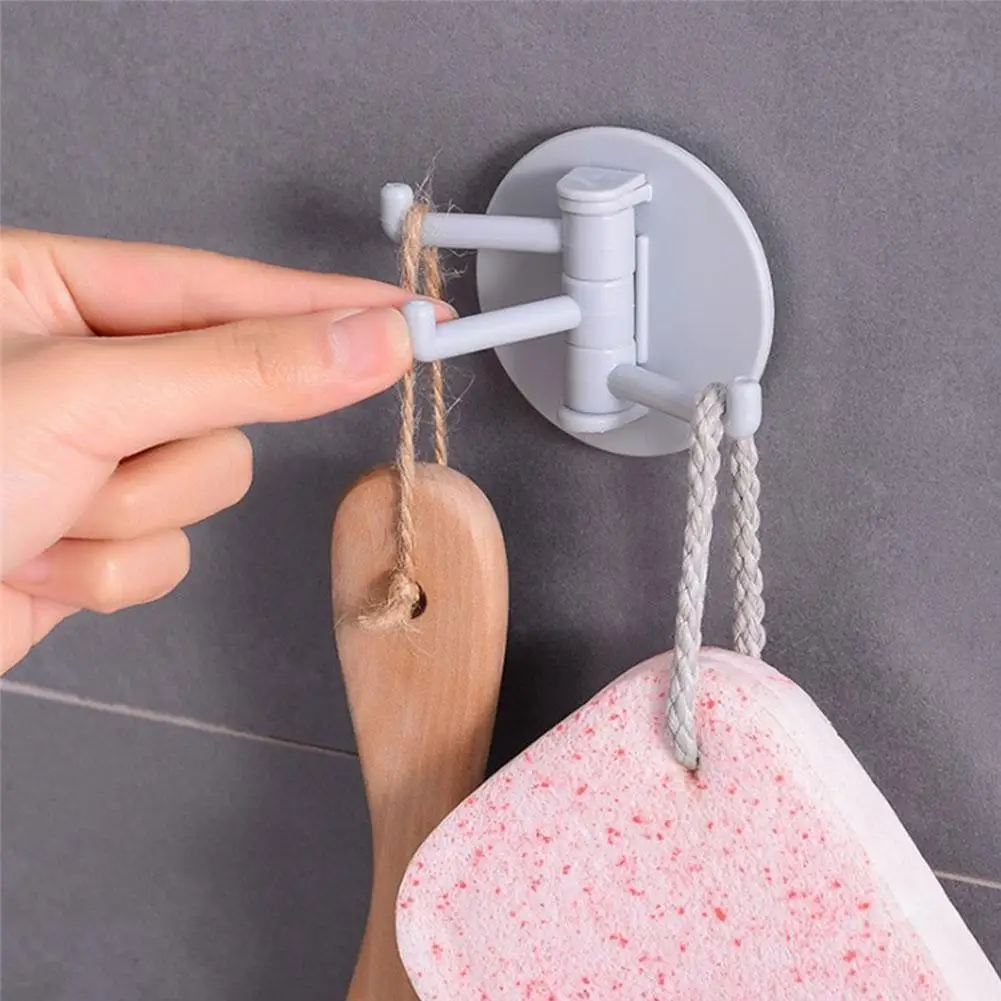 

1pc Rotatable Seamless Adhesive Hook Strong Bearing Hanger Kitchen Kitchen supplies Bathroom Punch-free Hook Stick Wall Hoo E2G6