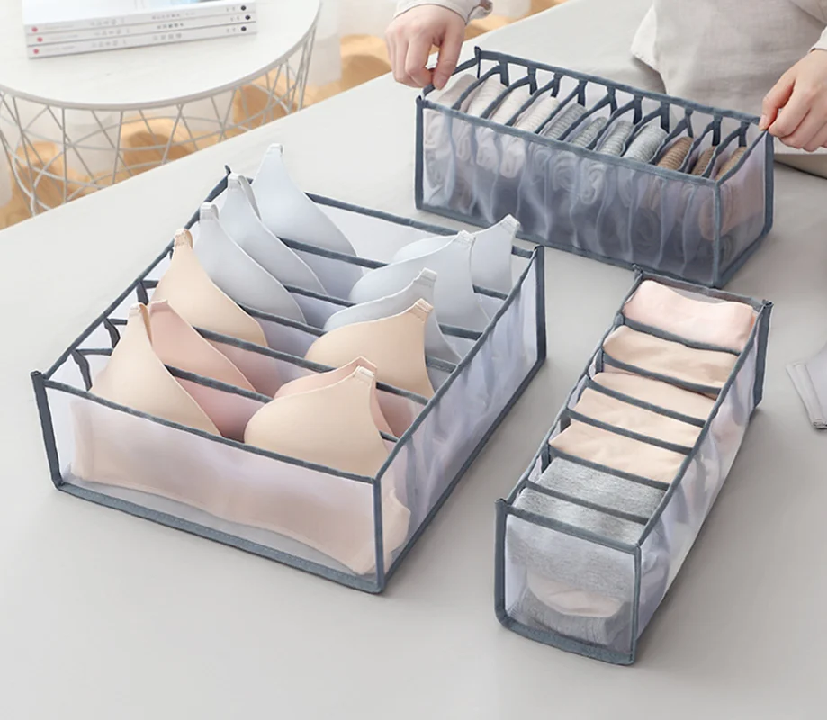 

Multi-grids Underwear Storage Box Sock Bra Underpant Organizer Lattice Mesh Drawer Tidy Divider Practical Grid underwear