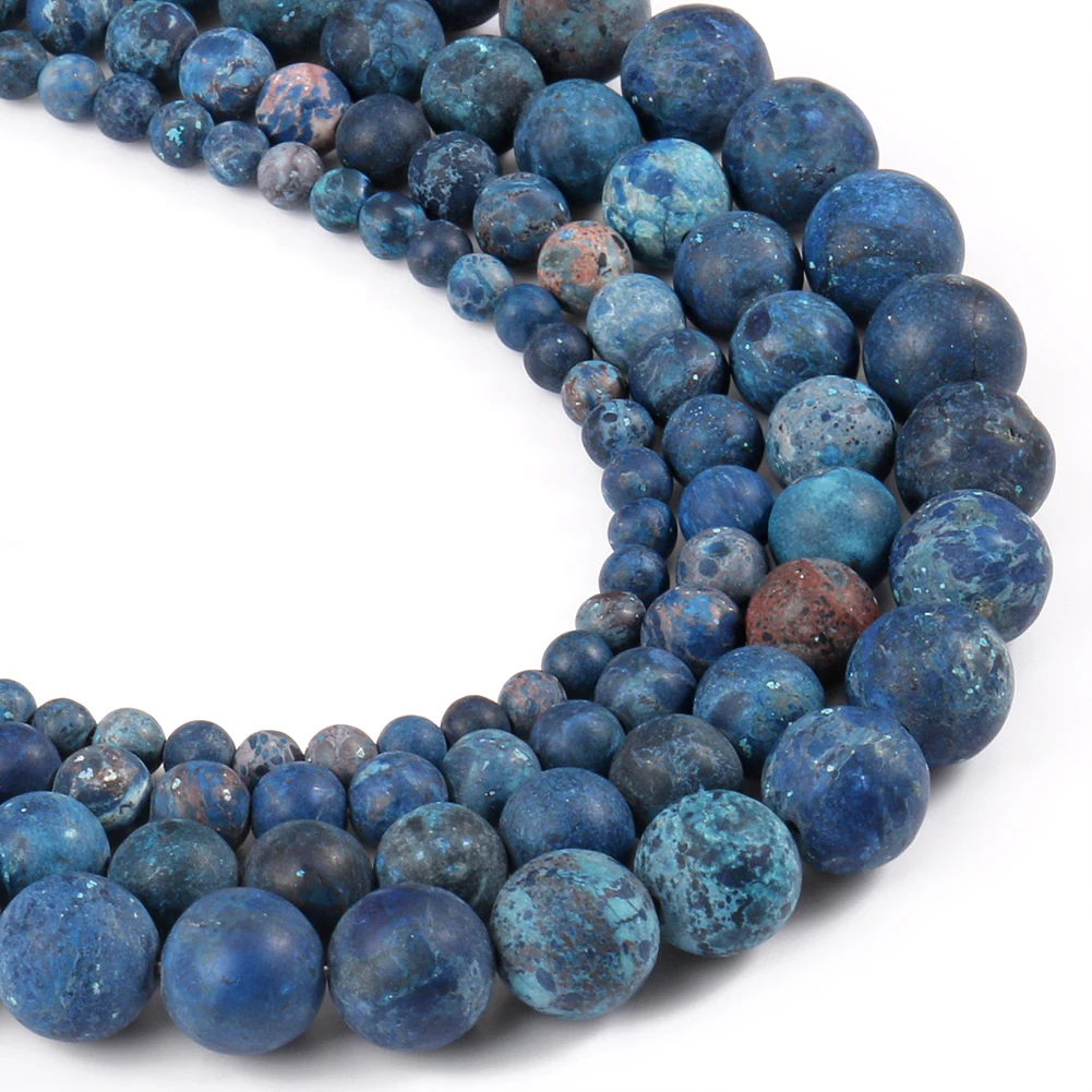 

Natural Matte Stones Blue American Howlite Turquoises Round Loose Beads for Jewelry Making DIY Bracelet Accessories 15'' 4-10mm