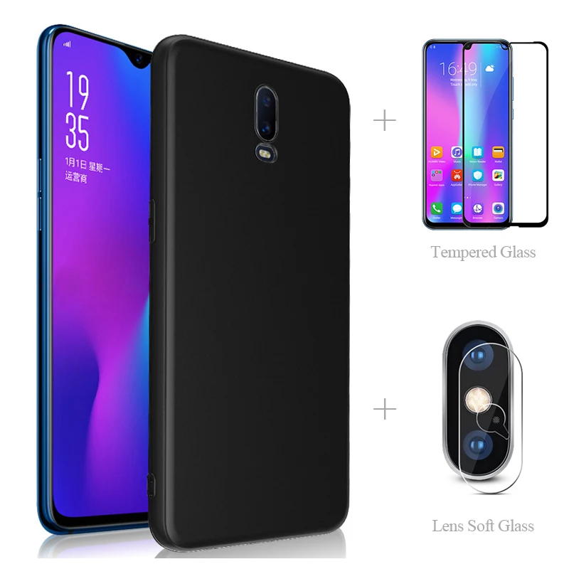 

Matte Back Cover Case + Full Tempered Glass + Camera Protector For OPPO F11 Pro F15 A9 2020 AX7 A5S A5 A3S A1K RX17 Neo Reno 2 Z
