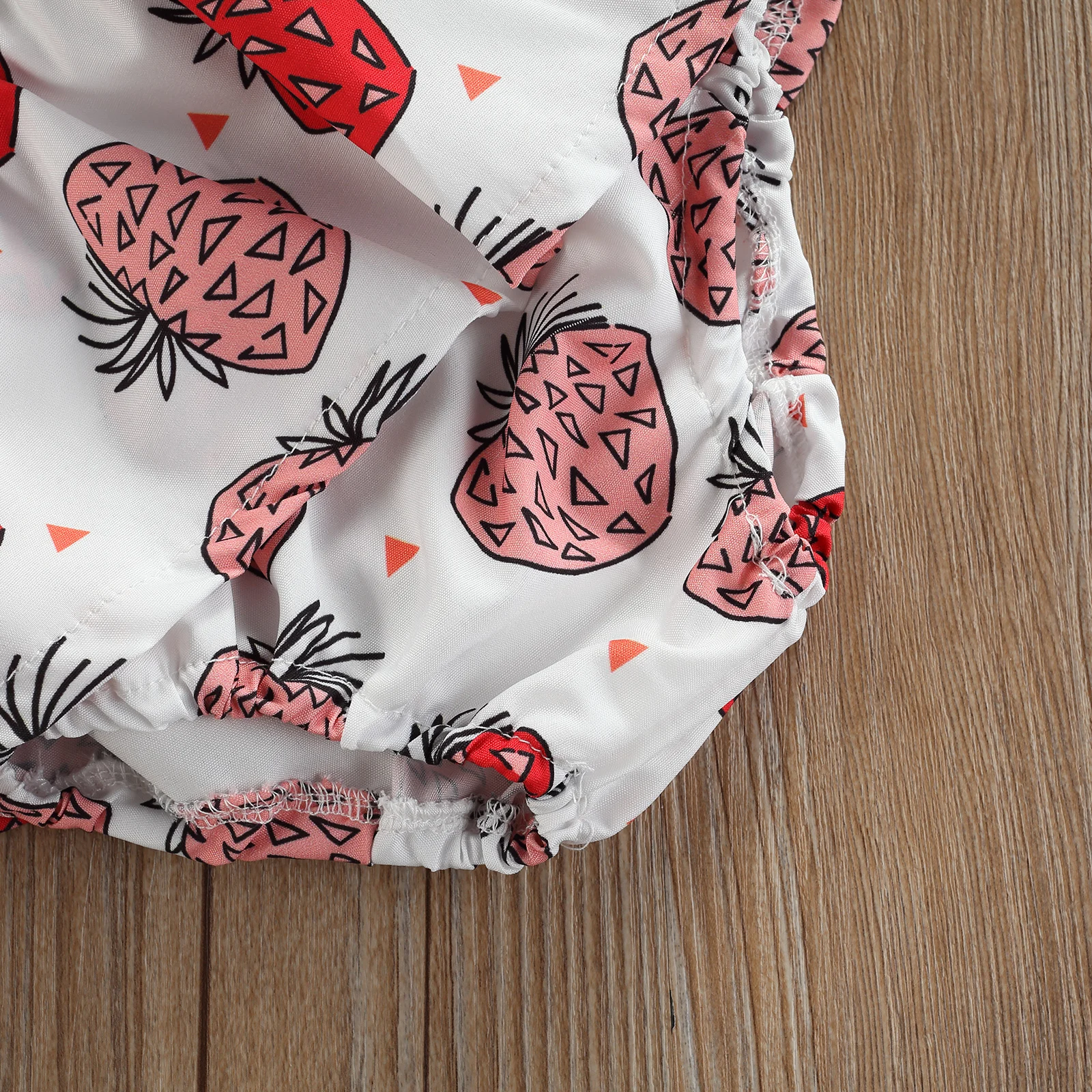 

3Pcs Newborn Summer Outfits Baby Girls Solid Color Sleeveless Square Collar Romper + Printed Ruffle Shorts + Headband