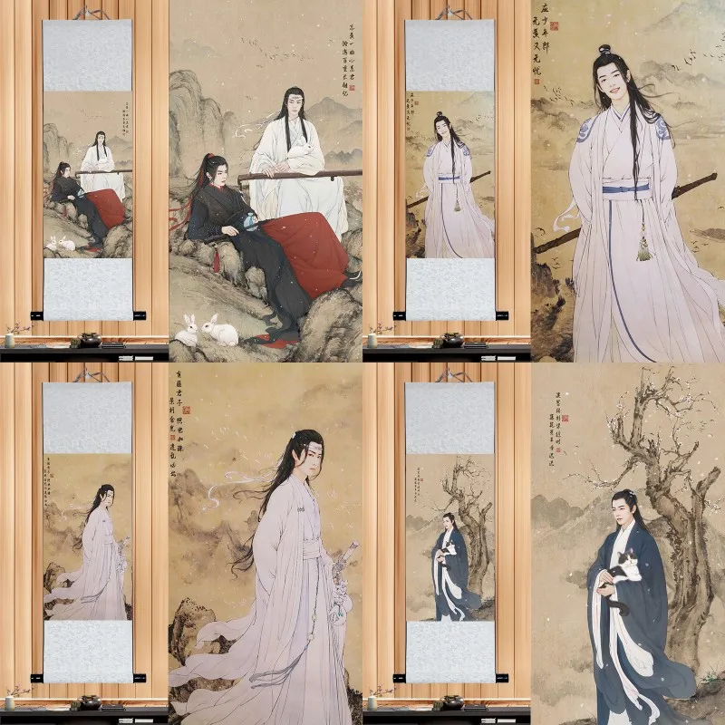 30 см * 80 неукротимый Wei Wuxian Lan Wangji Печатный постер с изображением прокрутки картины