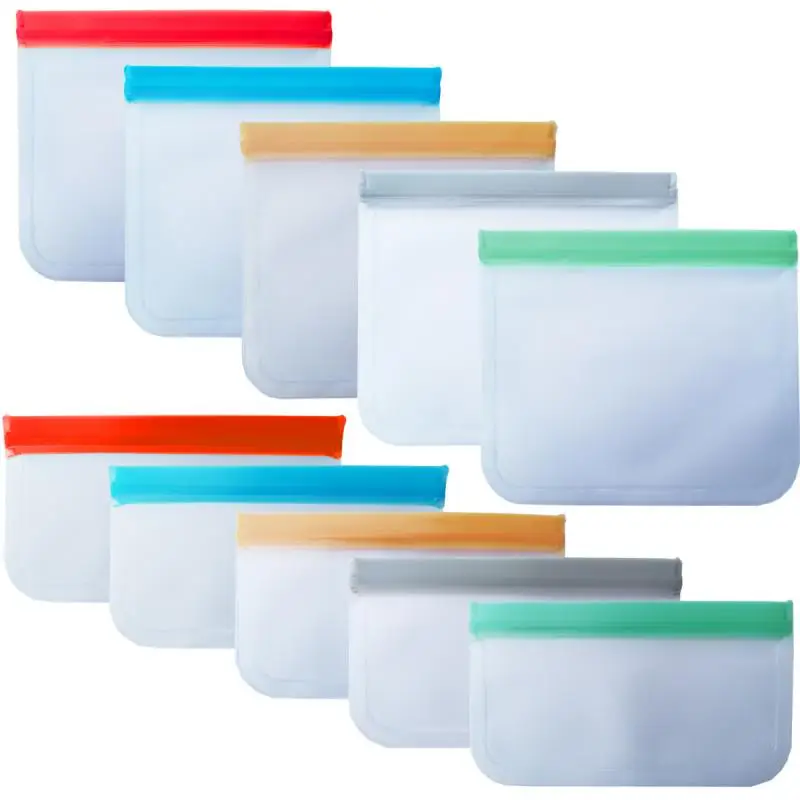 

Food Storage Reusable Freezer PEVA Ziplock Silicone Bag Leakproof Top Zero Waste Kitchen Organizer Fresh-Keeping