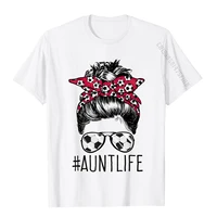 aunt life soccer auntie mothers day 2021 messy bun funny t shirt popular young t shirts fashionable tees cotton group
