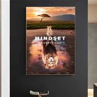 animal inspirational canvas painting big little lions mindset wall art poster prints wall pictures for living room home cuadros