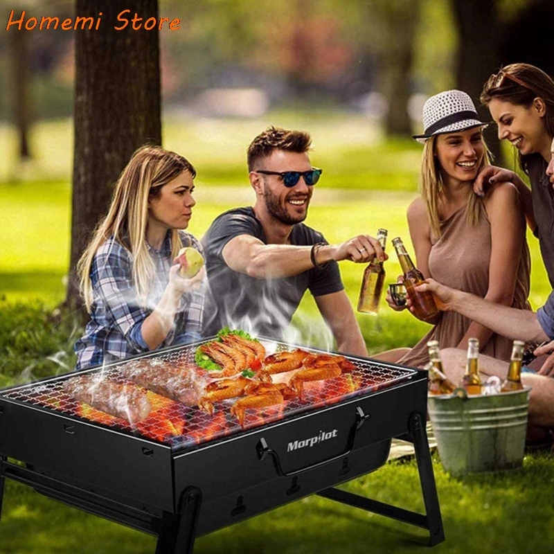 

Charcoal Barbecue Grill Outdoors Portable Folding BBQ Grill Stainless Steel Barbecue Desk Smoker BBQ For Picnic In Camping Grill