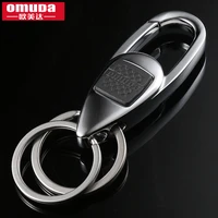 omuda car keychain mens waist hanging business key chain double ring simple stainless steel ring