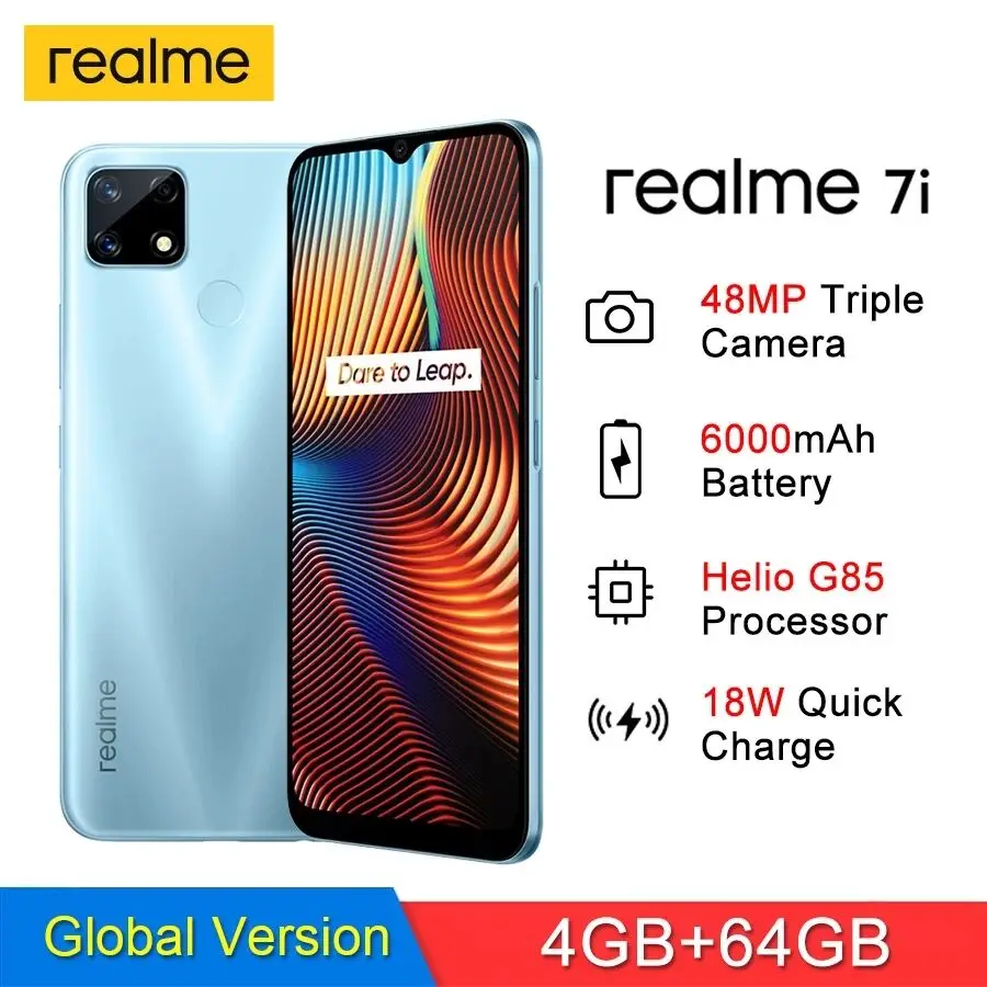 Realme 7i 6 5 &quot&quot HD + Helio G85 4 Гб 64 48MP AI тройной Камера Android 10 18W быстрая зарядка 6000 мАч