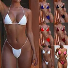 Лидер продаж 2021, женский купальник-микро бикини, сексуальный однотонный бразильский купальник, бандажный купальник с пуш-ап