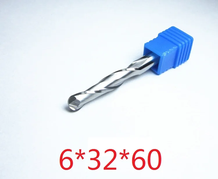 6-32-60 1 шт. Ø 6 мм для Деревообработка МДФ HDF L = 100 мм 80 мм 70 мм 60 мм Карбид сверла со сферическим концом ЧПУ резцы для фрезы резьба гравировка - Длина режущей кромки: 6-32-60