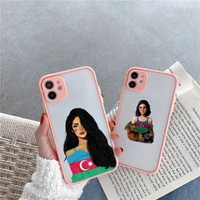 azerbaijan buta flag fashion girl phone case pink matte transparent for iphone 7 8 x xs xr 11 12 pro plus max mini clear funda