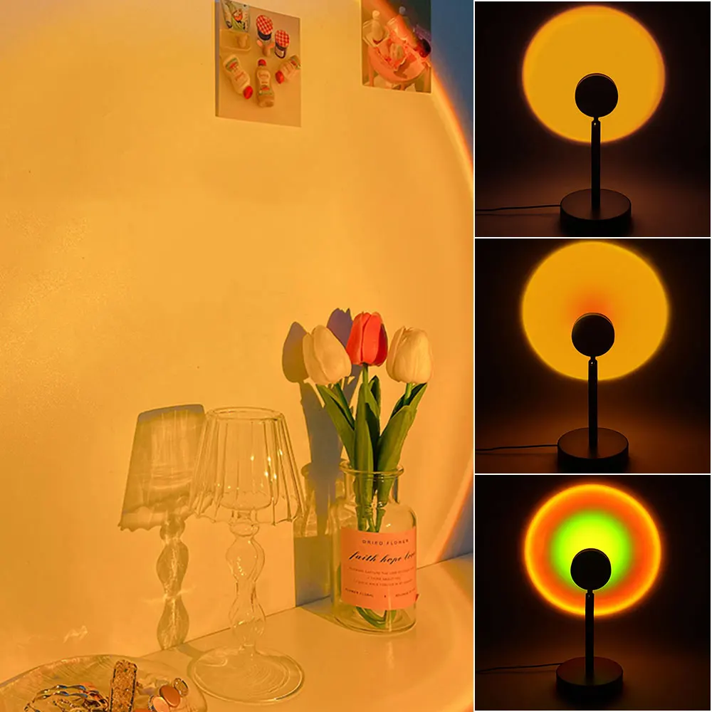 Радужный светодиодный ночник проектор с закатом украшение для спальни