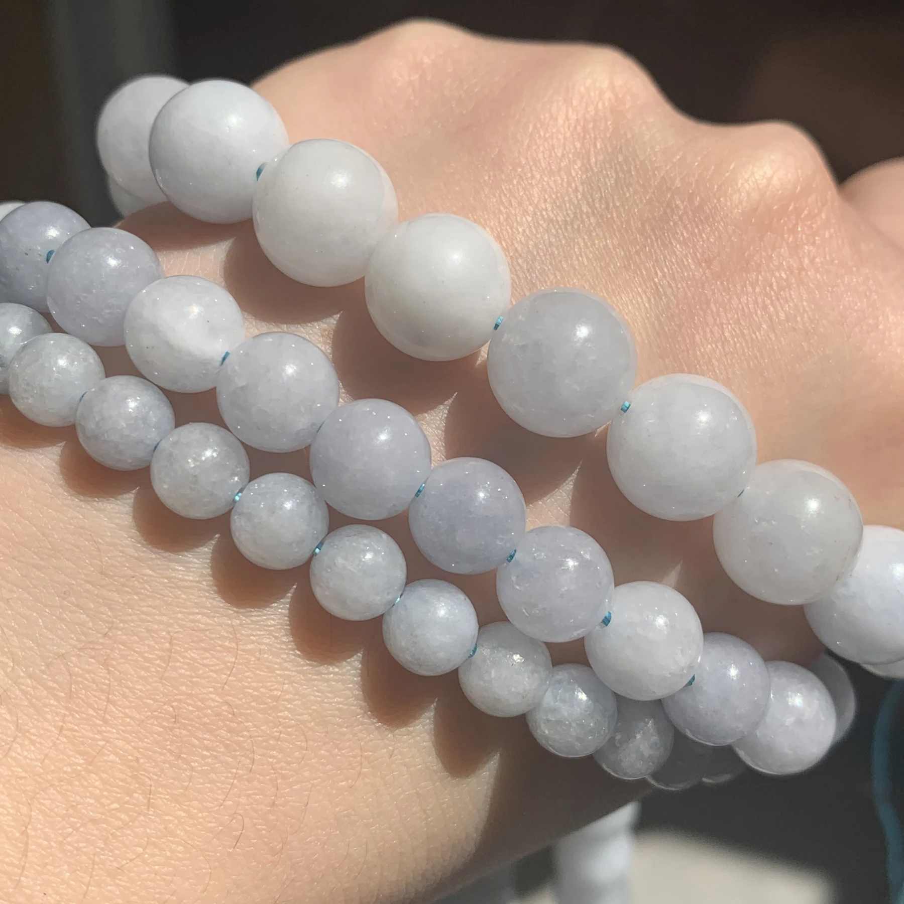 

Natural Blue Aquamarines Stone Beads Smooth Round Loose Spacer Beads for Jewelry Making DIY Bracelet Accessories 15'' 6 8 10mm