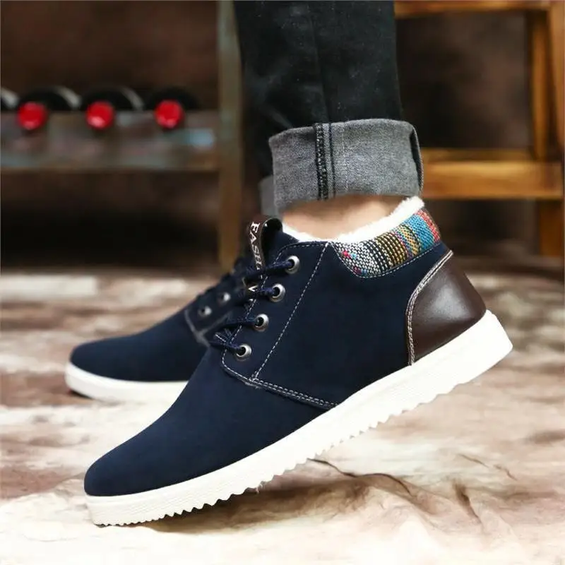 Мужские зимние плюшевые ботинки модные кроссовки Теплые повседневные лоферы